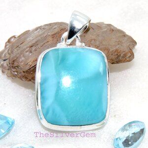 Larimar Gemstone Pendant, 925 Sterling Silver, Handmade Design Pendant, For Gift